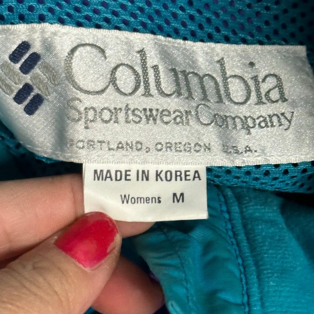 Columbia Jacket Womens Size M Purple Teal Colorblock Vintage Hooded Parka SL5450 - Picture 4 of 7